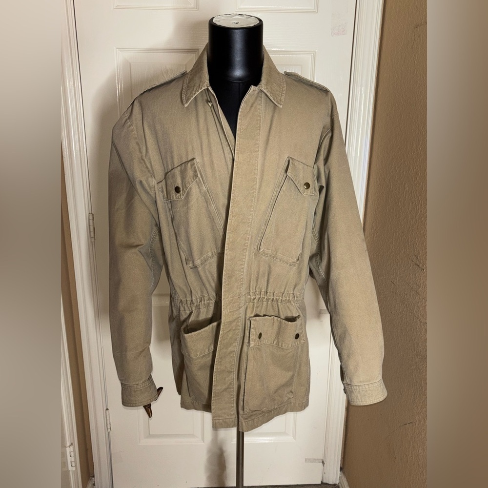 Vintage Banana Republic Tan Safari Utility Jacket 100% Cotton Mens XL​​